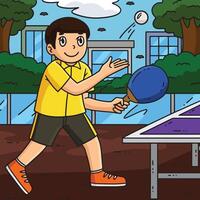 Table Tennis Player doing a Toss Serve Colored vector