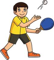 Table Tennis Player doing a Toss Serve Clipart vector