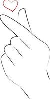 Hand drawing heart symbol gesture. Outline illustration vector