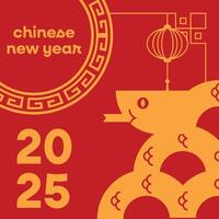 Happy chinese new year 2025 of snake greeting card vector