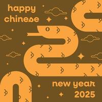 Happy lunar new year 2025 of snake greeting card vector