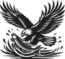 Silhouette eagle swooping to catch illustration isolate on white background vector