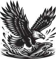 Silhouette eagle swooping to catch illustration vector