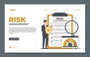 Flat design concept of risk management website template. illustration. vector