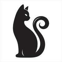 A black silhouette of a cat on a white background vector