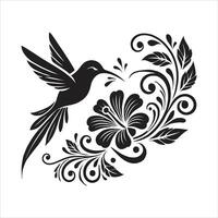 Hummingbird with floral pattern vector
