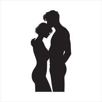 Silhouette of a man and woman hugging vector