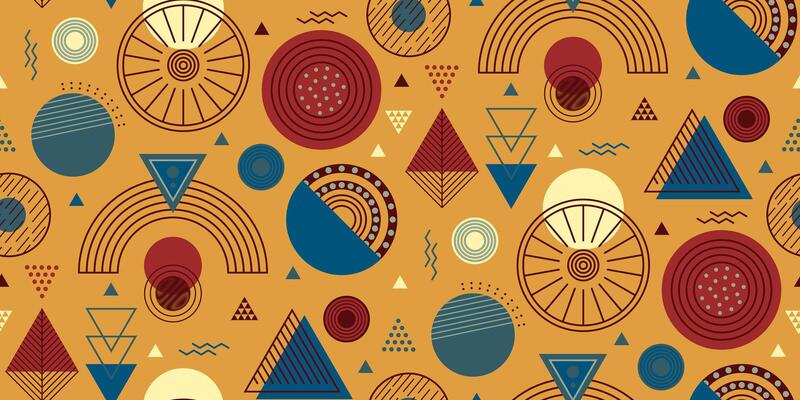 Modern abstract geometric seamless pattern. Wallpaper design with circle, triangle, geometric shape and line. Design for wallpaper, fabric, wrapping paper. illustration2