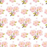 Seamless pattern with cherry blossom, Japanese sakura. Pink pattern for spring, Hanami. ornament on white background vector