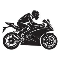 Silhouette of a Motorcycle Racer in Dynamic Motion vector