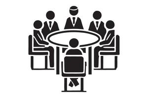 Simple Silhouette of a Business Meeting Around a Table vector