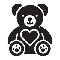 Silhouette of a Teddy Bear with a Heart vector
