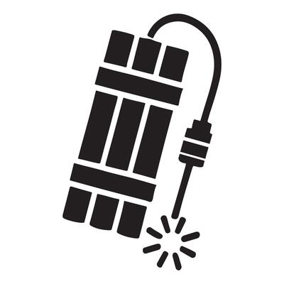 Silhouette of Dynamite with a Burning Fuse