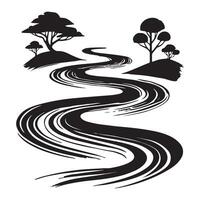 Serene Silhouette of a Winding River Through a Landscape vector