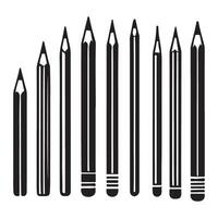 Collection of Various Pencils Silhouette vector