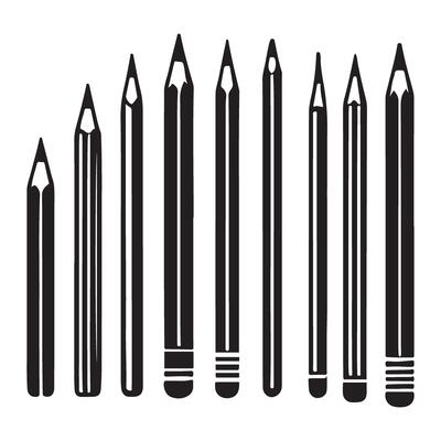 Collection of Various Pencils Silhouette
