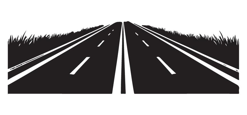 Silhouette of a Two Lane Highway