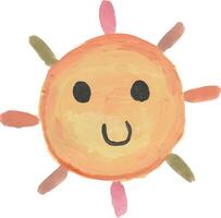 a drawing of a smiling sun with a smile watercolor vector
