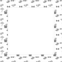 Frame square with accessories and a heart elegant vector