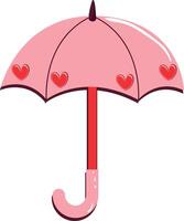 Cute Pink Umbrella with Heart Patterns vector