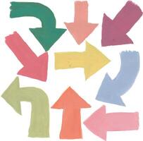 a group of colorful arrows painted in different colors vector