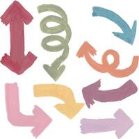 a set of colorful arrows painted with watercolor vector