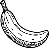 A banana is drawn in black and white vector