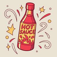 Hot sauce bottle with text on it vector