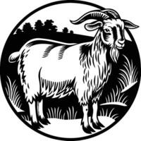 Goat in circle with grass and trees vector