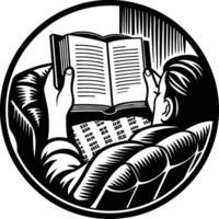 A man reading a book in a circle vector