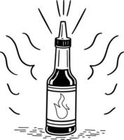 A bottle of hot sauce with flames coming out of it vector