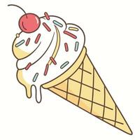 Ice cream cone with cherry on top vector