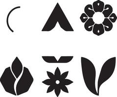 A set of black and white symbols vector