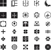 black and white symbol set vector