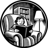 Woman reading in chair vector