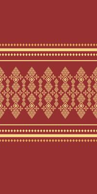 Detailed Motif Ethnic Traditional Embroidery Gold Silk Weaves Ornament on Red Background Seamless Pattern Border ornament florals design for wrapping, silk, scarf, background, textile, carpet, rug