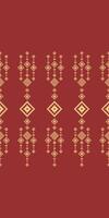 Traditional Motif Aztec Yellow Element on Red Background Seamless Pattern Border embroidery, print striped ornament floral, pattern, design for wrapping, silk, scarf, background, textile, carpet vector