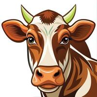A cow with horns on its head vector