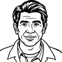 A man with a black and white drawing of his face vector
