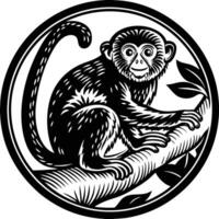 A monkey sitting on a branch in a circle vector