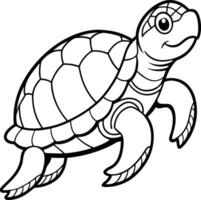 Turtle coloring pages for kids vector