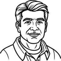 A man with a mustache and a white shirt vector