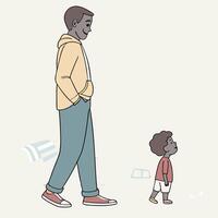 A man and a child walking together vector
