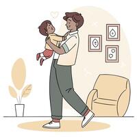 A man holding a child in his arms vector