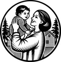 Mother and child in circle vector
