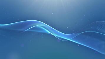 Glowing neon blue wave with moving dots and lines on light blue background. Information morphing. Abstract digital liquid smooth. Delicate background. Valentine's day. Conceptual connection big data video
