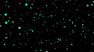 Abstract animation loop green bokeh particles glow flow up on black background, Winter holiday background concept, Merry Christmas video