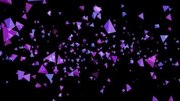 Abstract 3D color changing polygon geometric triangle light shape zooming, motion graphic copy space plexus background. video