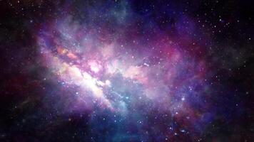 Beautiful Galaxy particle exploding with gas and smoke flying through the camera effect background video