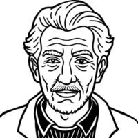An old man with a mustache and a beard vector